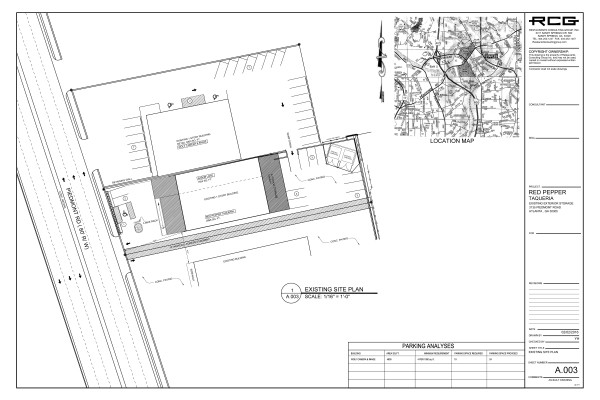 A.003 Existing Site Plan Parking 2016