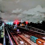 MARTA elevated tracks at night.